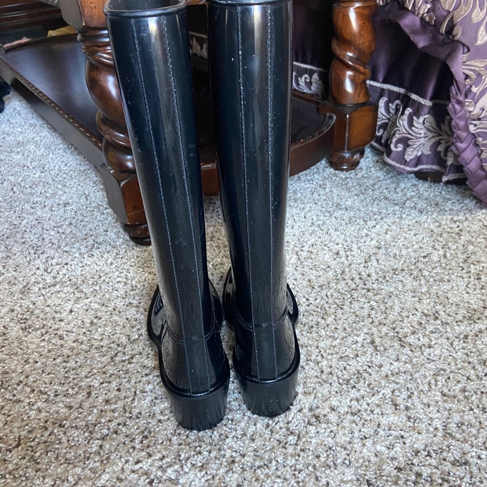 Gucci black logo patent rubber rain boots Sz 9 - Picture 6 of 10